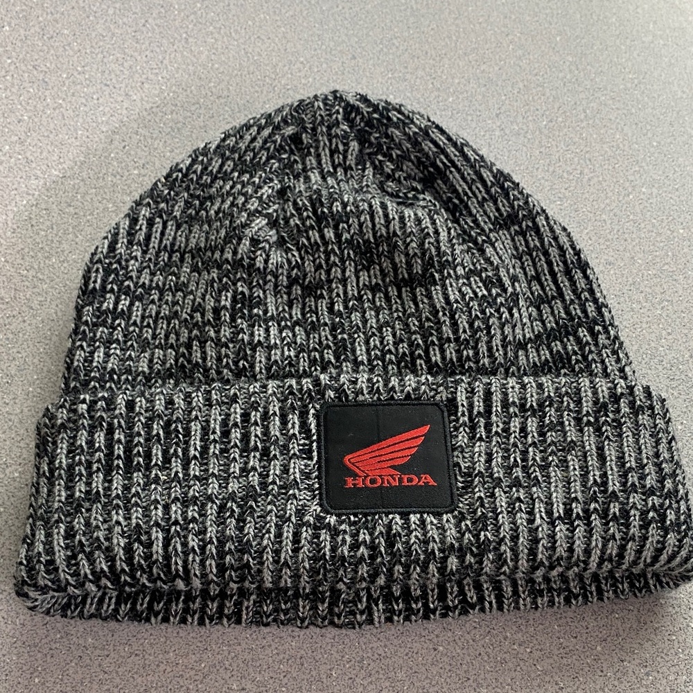 Honda Black and Gray Knit Beanie Hat Powersports Wing